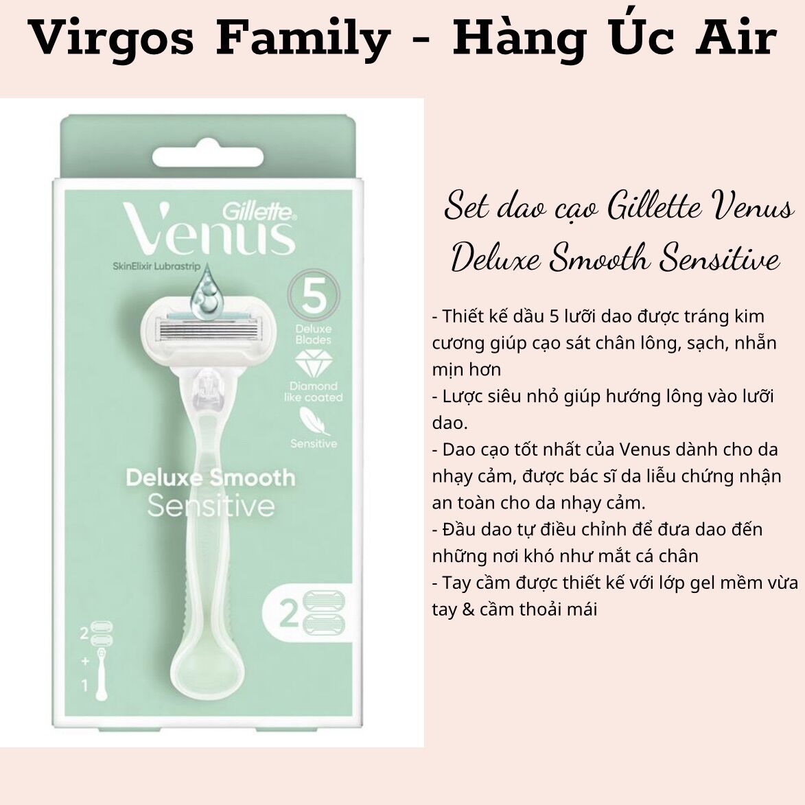 Set cạo lông Gillette Venus cho nữ các loại - Bill Úc