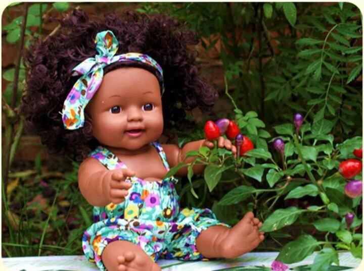 Mô hình đồ chơi Búp Bê "African doll" silicone 20cm cho Bé(Em Bé Búp Bê Châu Phi)