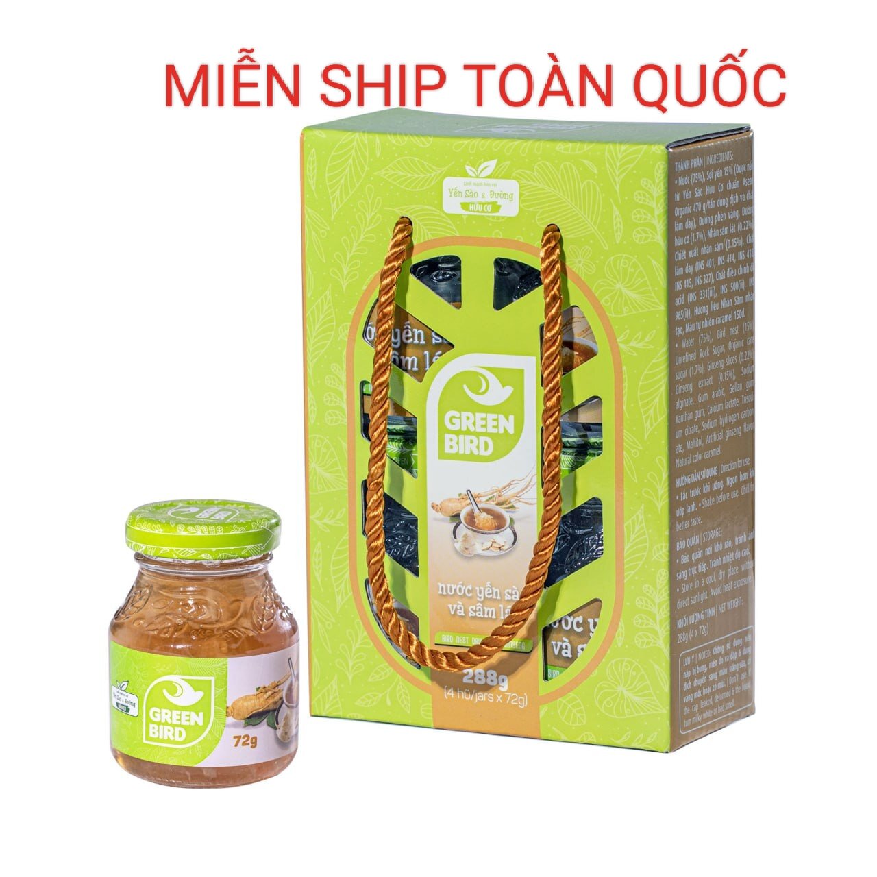YẾN SÀO VÀ NHÂN SÂM LÁT LỐC 4HŨ*72GR