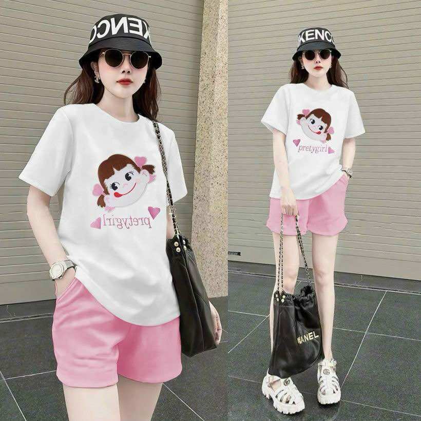 SÉT NGẮN THUN COTTON THÊU LOGO BÚP BÊ CAO CẤP