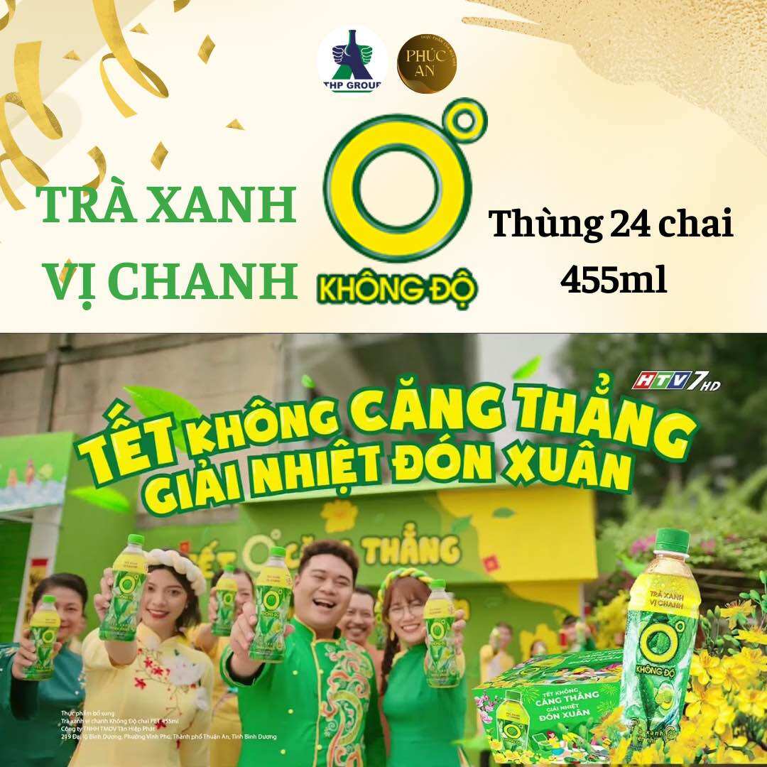 Thùng 24 chai Trà xanh 0 độ vị chanh 455ml