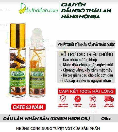 12 CHAI DẦU LĂN NHÂN SÂM THÁI CHÍNH HÃNG (8ml/chai)