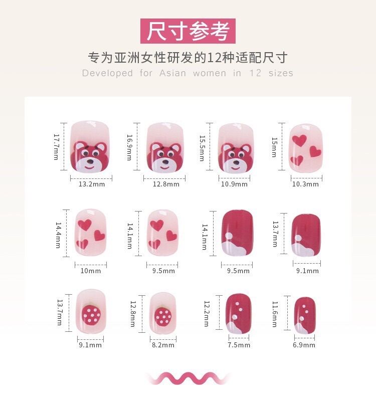Bộ Nail 24 Móng Gấu Dâu Lotso Bear Hot Hit