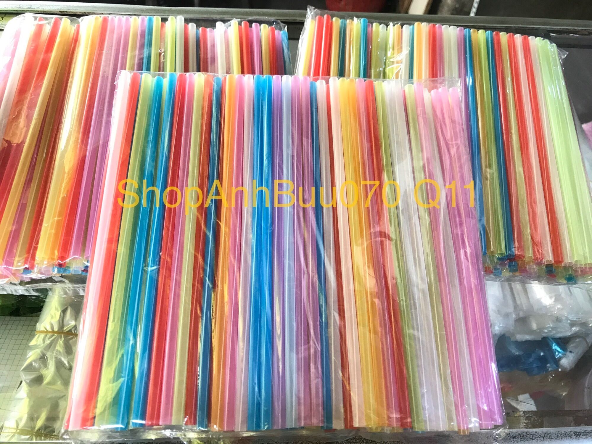 Gói 100g ống hút thẳng cứng nhiều màu sắc