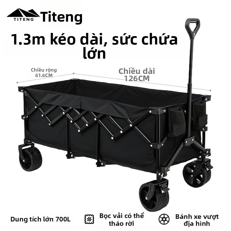 Large Foldable Camping Cart for Children with Lie-Down Design - 2
