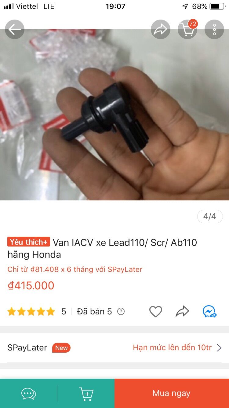 Van iacv honda lead 110 / scr / ab 110 / sh 125/150 - van cầm chừng