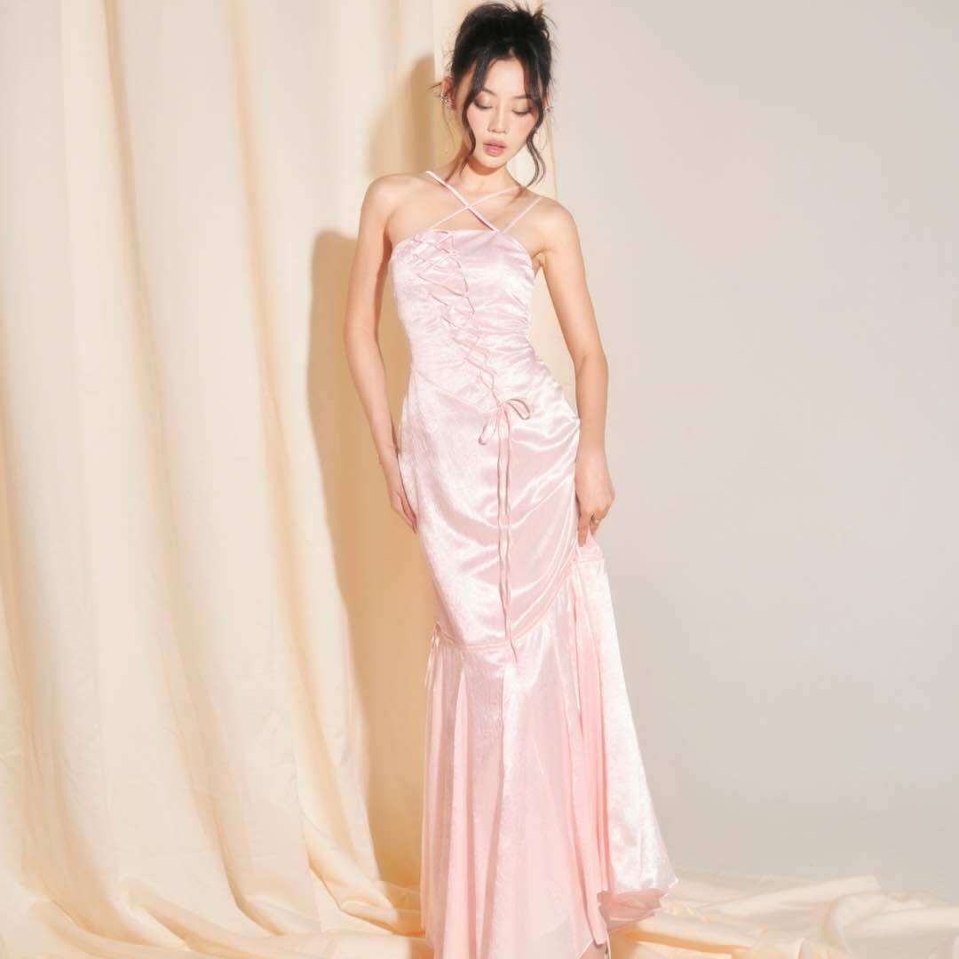 Đầm lụa dây chéo đuôi cá INTO.EIGHT thiết kế (Celeste Dress)