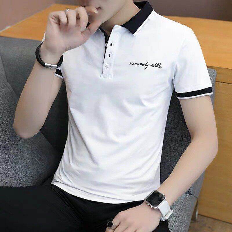 Men's T-Shirt with Turn-Down Collar and Short Sleeves in 3 Colors, Made from Soft, Stretchy Fabric. - 5