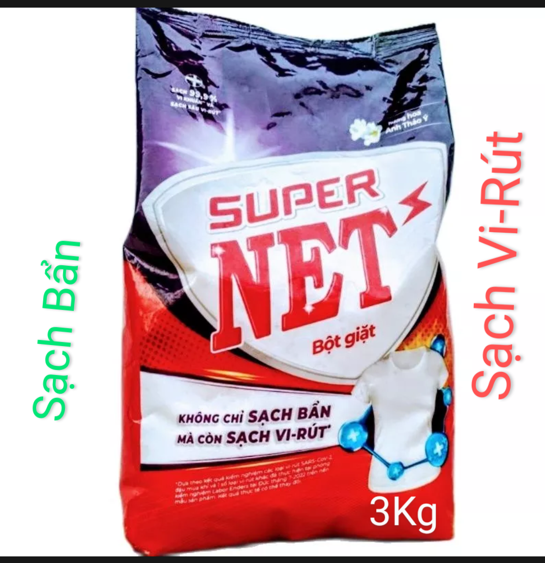 Bột giặt net cao cấp 3kg thơm -sạch- diệt vi-rút