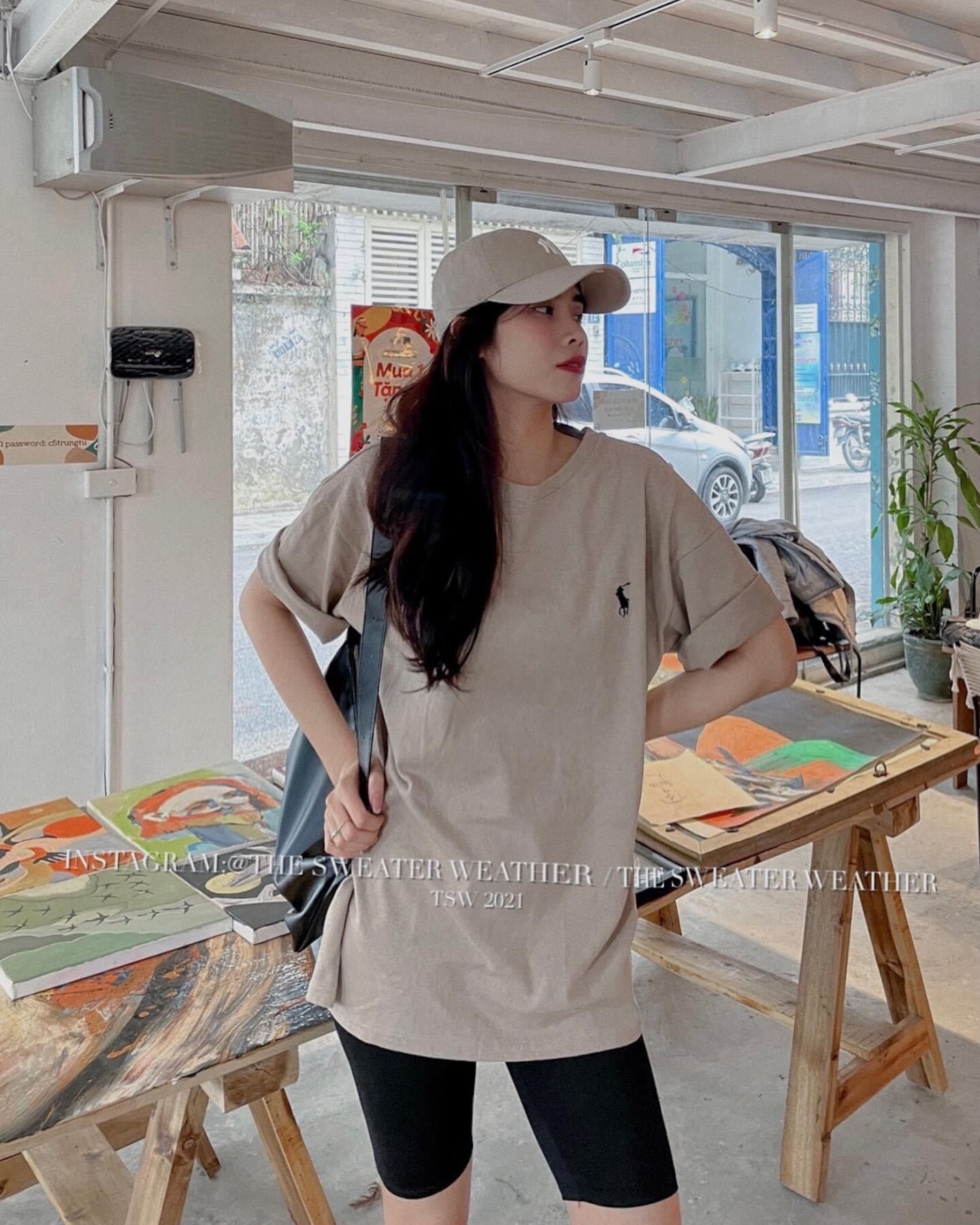 (Ảnh thật) Áo phông thêu hình nhỏ basic oversize the.sweaterweather TSW