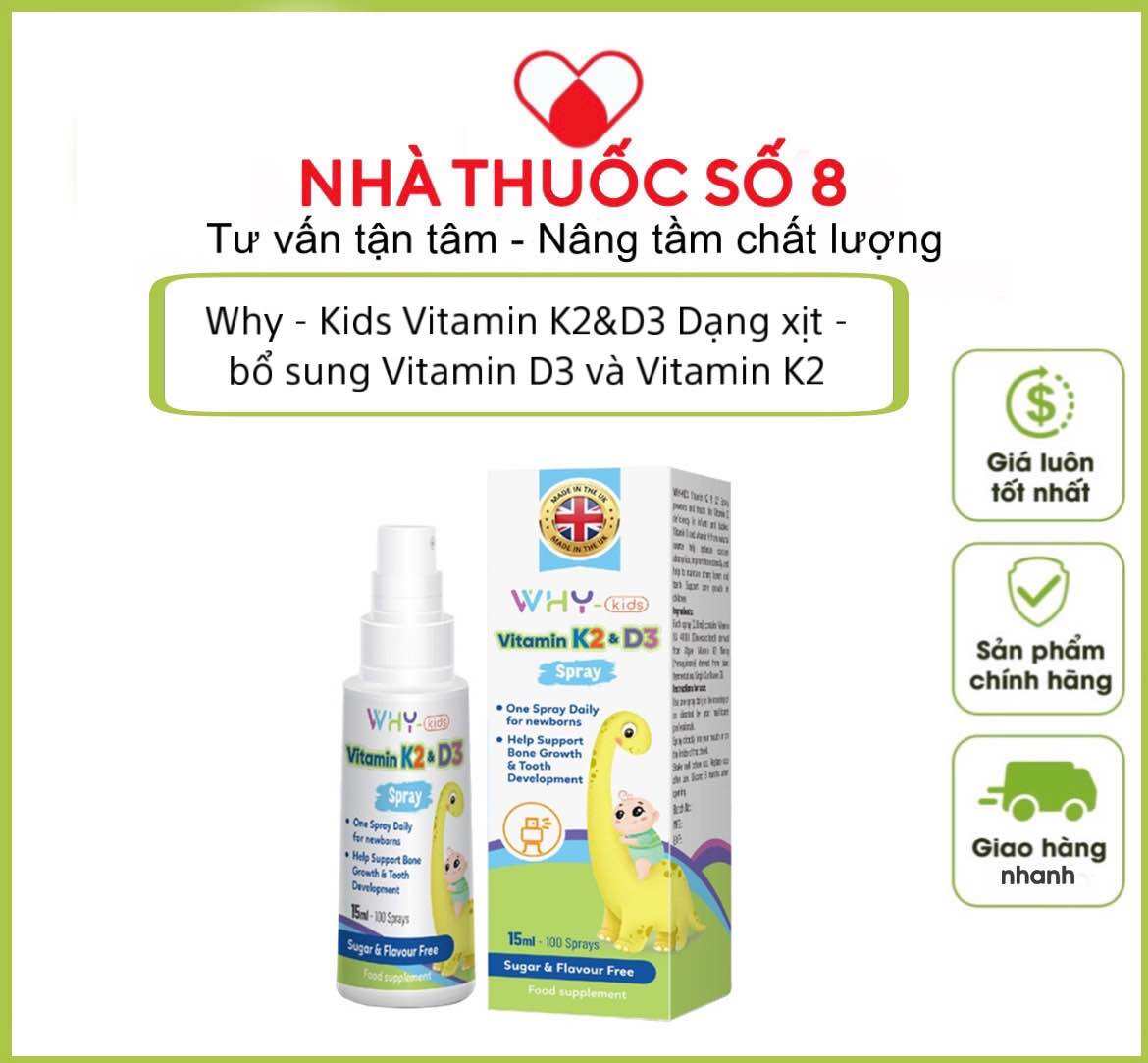 Why - Kids Vitamin K2&D3 Spray bổ sung Vitamin D3 và Vitamin K2