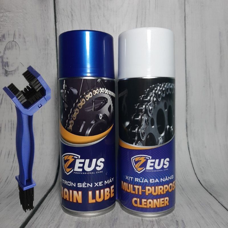 Chai xịt rửa sên dưỡng sên ZEUS rửa dưỡng bôi trơn sên xích