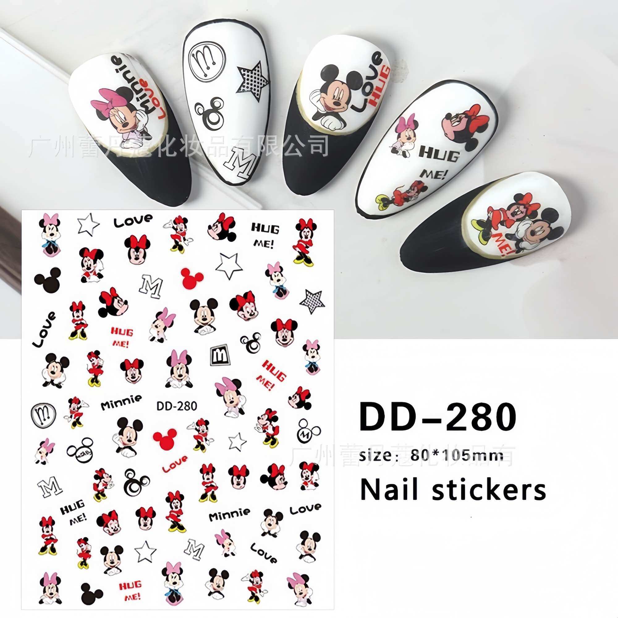 Sticker hoạt hình cô gái dán móng tay đủ kiểu