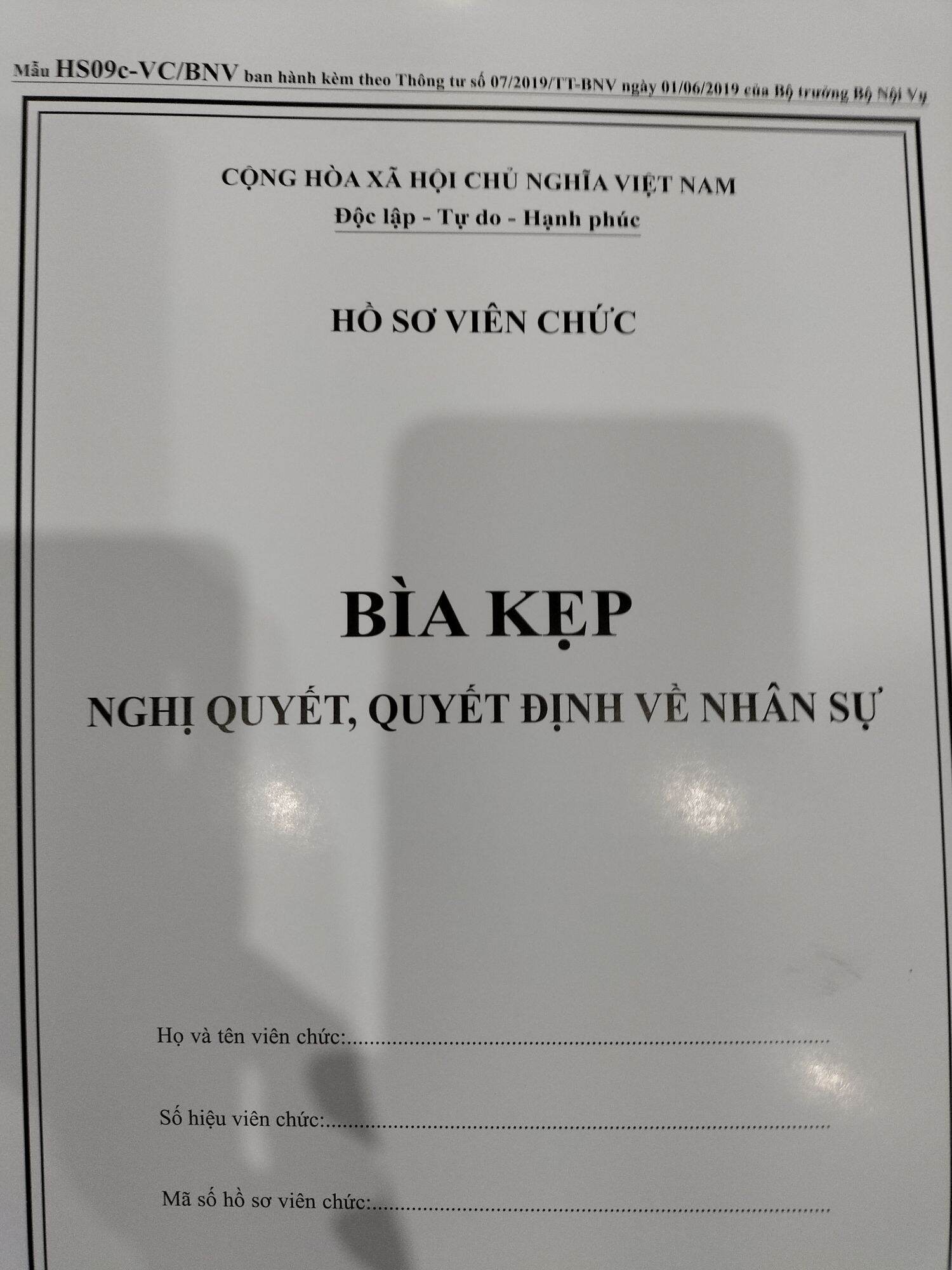 Hồ sơ viên chức ( combo10 bộ), chuẩn mẫu, chất liệu đẹp
