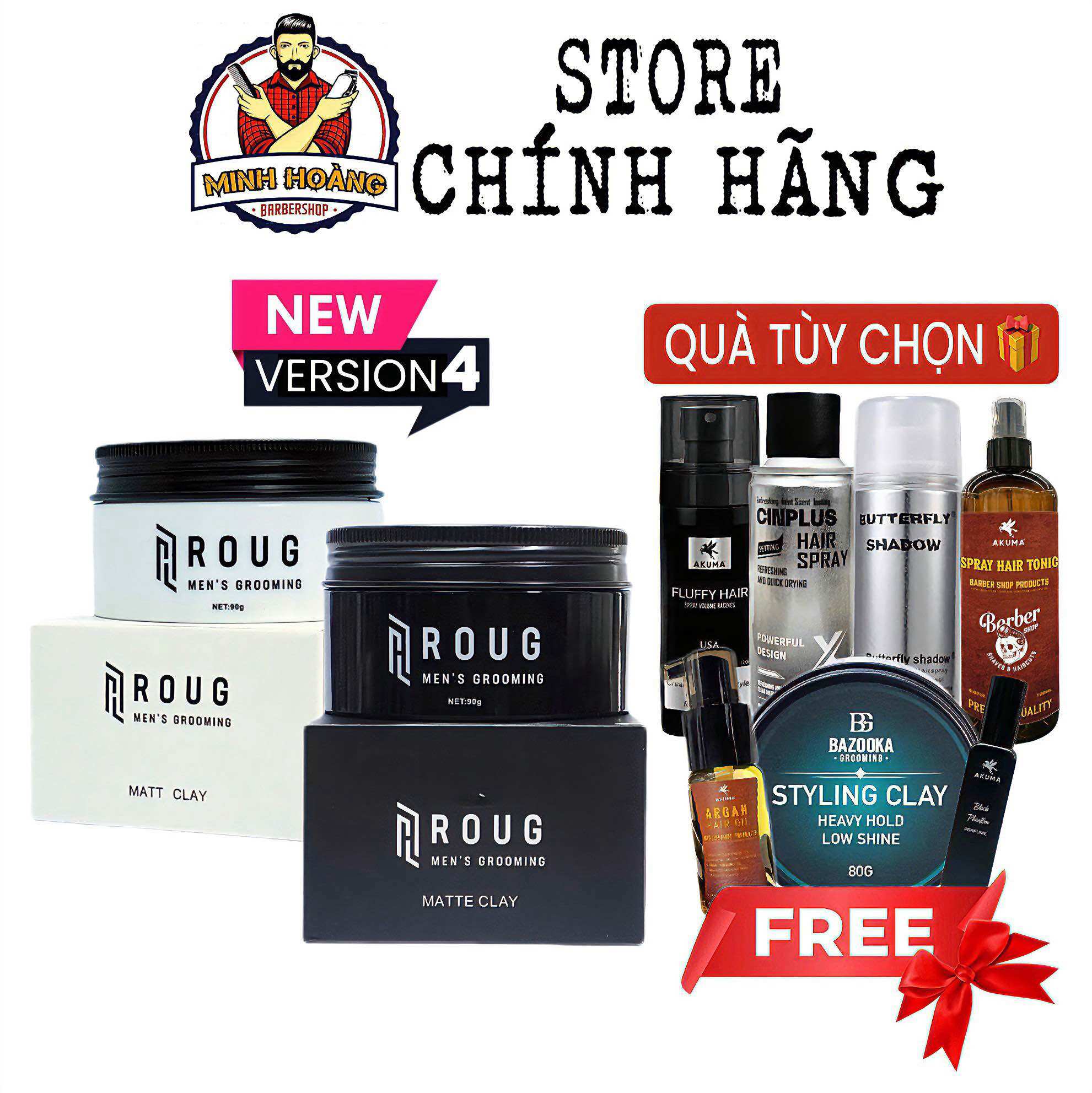 Sáp vuốt tóc Roug Matt Clay Roug Matte Clay Roug trắng Roug đen giữ nếp tốt hương thơm dịu nhẹ