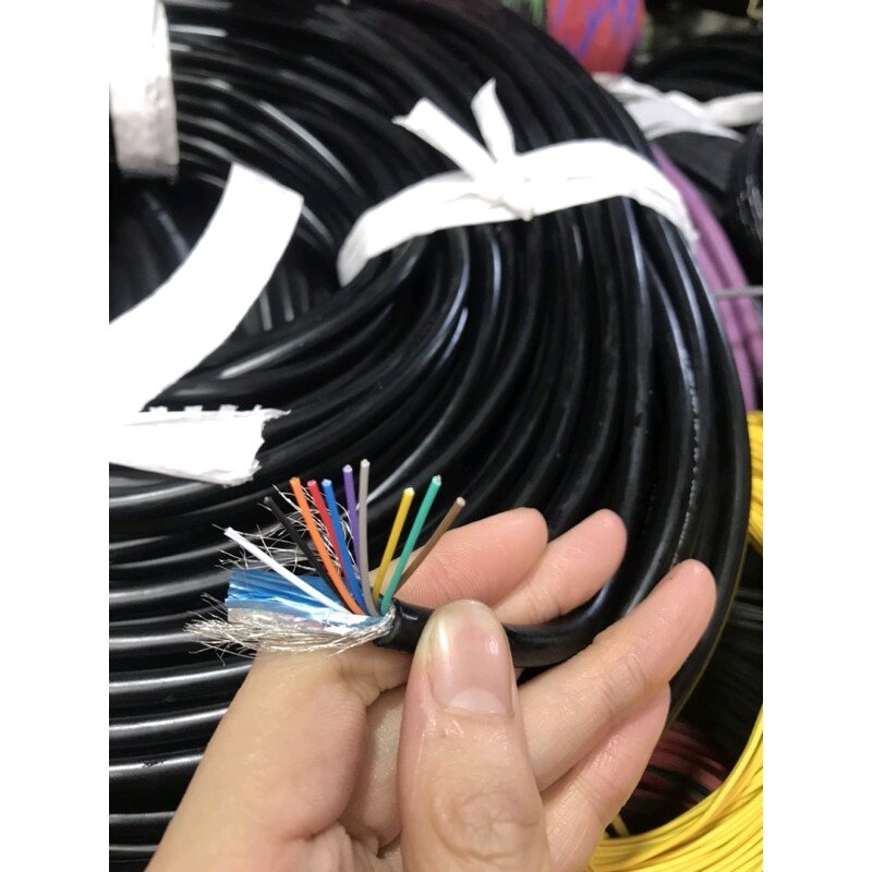 Dây tín hiệu 10cx26awg Có bọc kim chống nhiễu lõi đồng mạ nhiều màu phân biệt /Vỏ đen