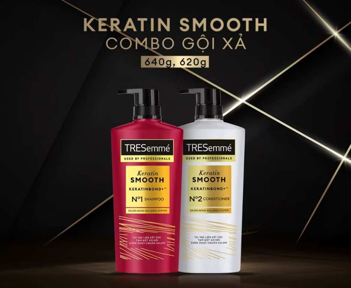 [TRESemmé]Combo Dầu Gội, Dầu Xả TRESemmé Đẹp Chuẩn Salon Cho Tóc Vào Nếp, Chắc Khỏe, Giảm Gãy Rụng 640g, 620g