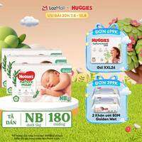 [20h 7-10.8 QUÀ TẶNG ĐƠN 399K] Combo 3 Tã/Bỉm dán sơ sinh Huggies Platinum NatureMade NB60 (dưới 5kg)-Gói Jumbo 60 miếng