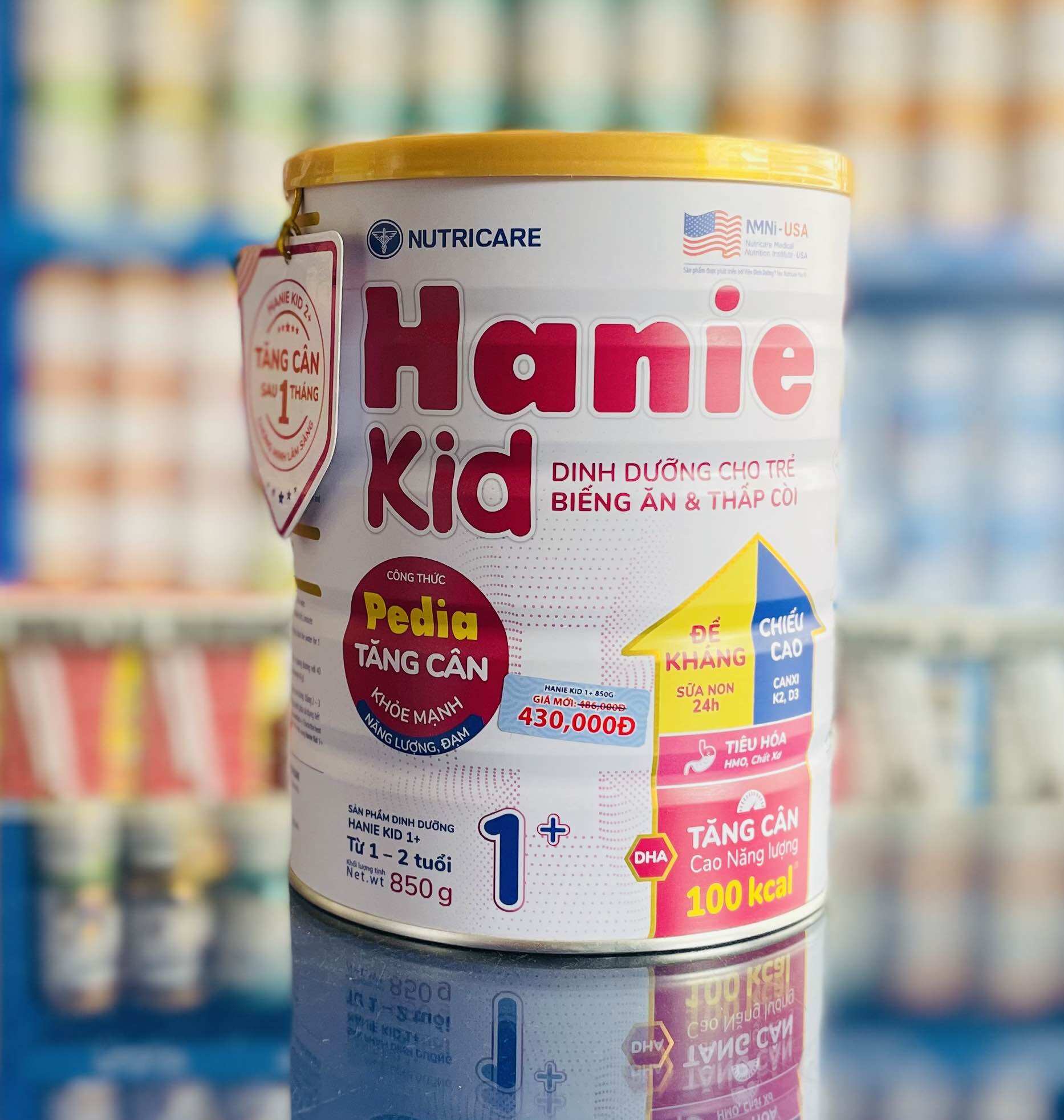 (MẪU MỚI) Sữa bột Hanie Kid cho trẻ biếng ăn 1 -2 tuổi (900g) Cam kết chính hãng, Date mới