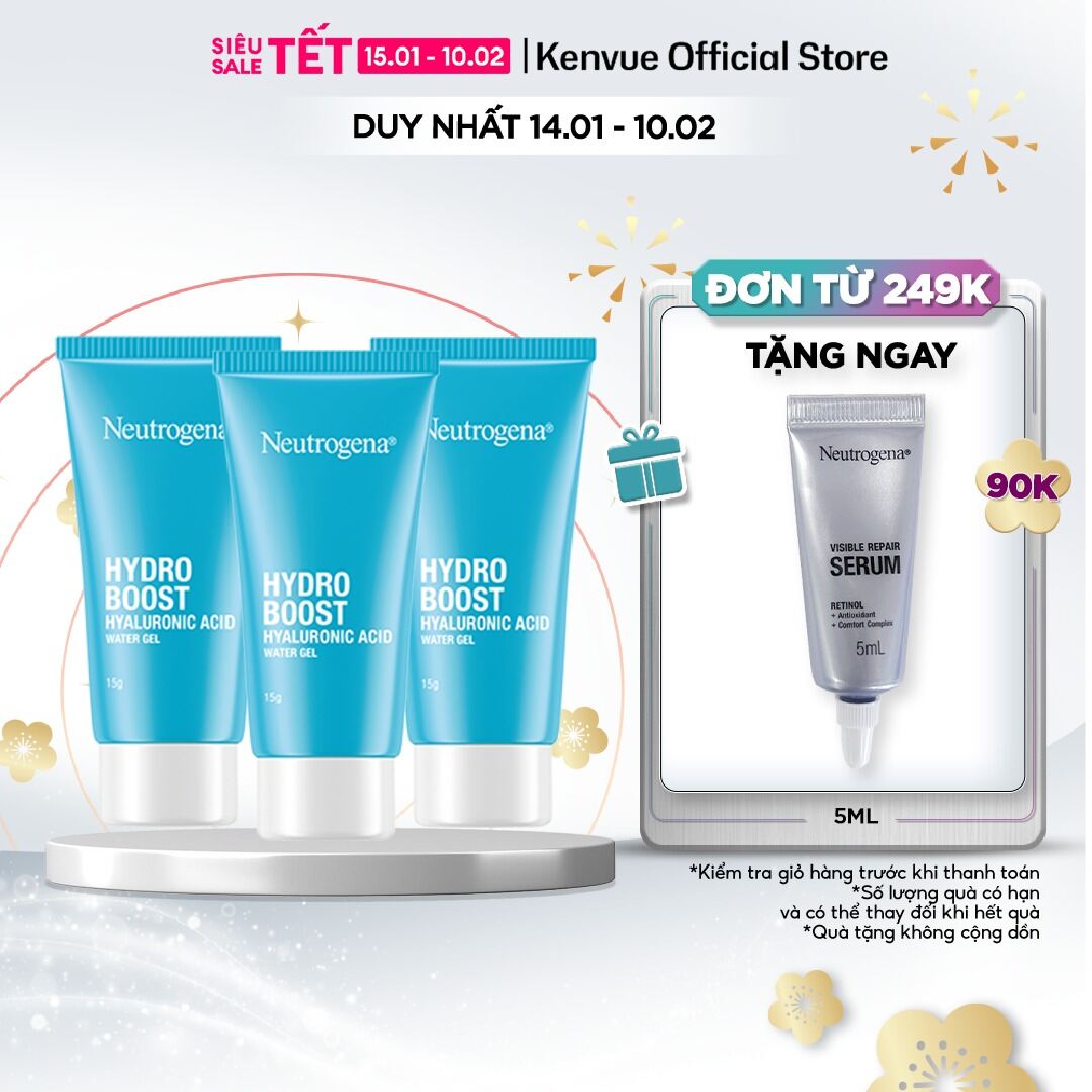 Combo 3 Kem dưỡng ẩm cấp nước Neutrogena® Hydro Boost Hyaluronic Acid Water Gel Mini 15gx3