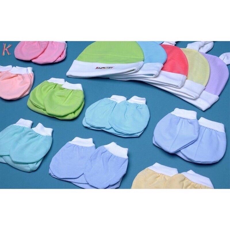 Set Mũ Bao Tay Bao Chân Sơ Sinh Nhiều Màu