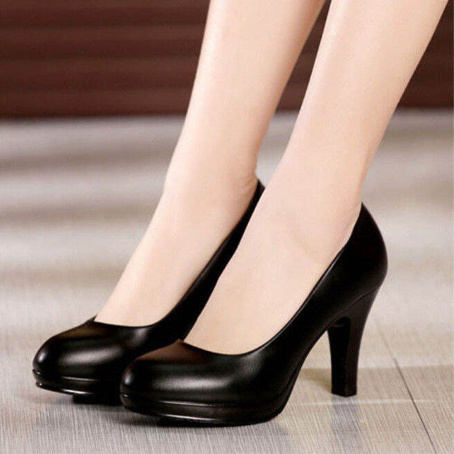 Giày Cao Gót Đế Mềm Da Thật Giày Một Lớp Giày Làm Việc Công Sở Mũi Tròn Gót Cao Vừa Giày Da Đi Làm Giày Lễ Nghi Trang Trọng