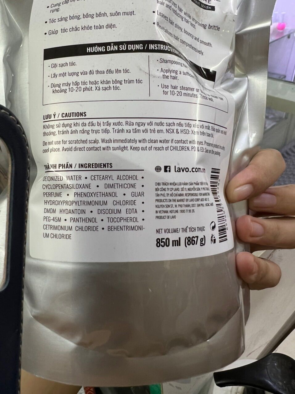 hấp dầu chăm sóc tóc khô xơ 850ml