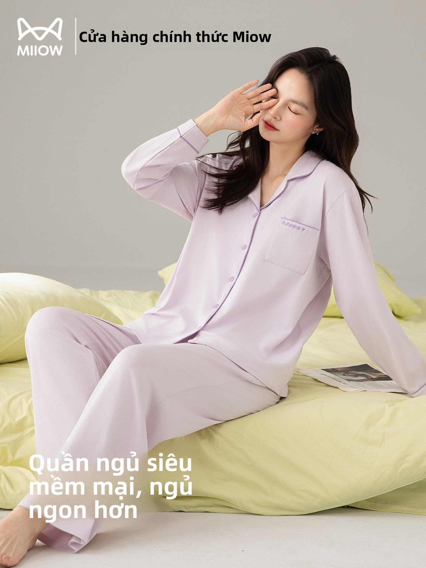[MiiOW | Pure Cotton Loose Long Sleeve Women's Sleepwear Set,MiiOW | Pure Cotton Loose Long Sleeve Women's Sleepwear Set,] Giá 697,000 Đồng*Miễn phí vận chuyển