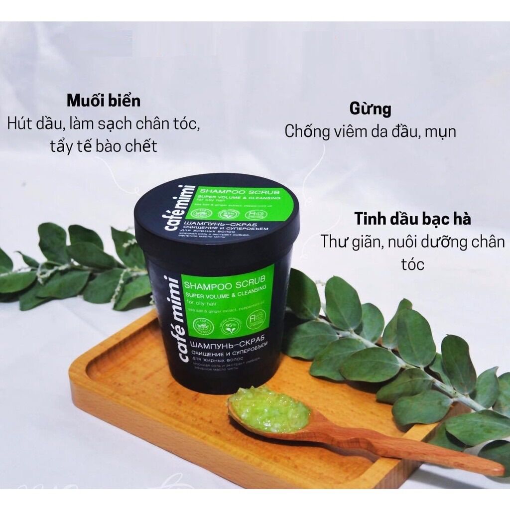Gội tẩy tế bào chết cho da đầu Cafe Mimi Shampoo Scrub 330g