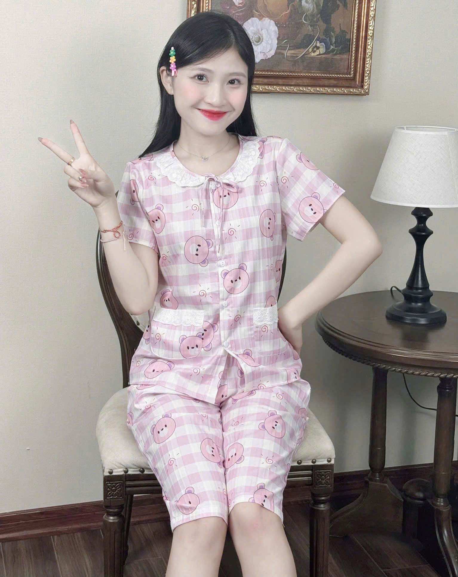 Đồ bộ mặc nhà xinh chất lụa hàn