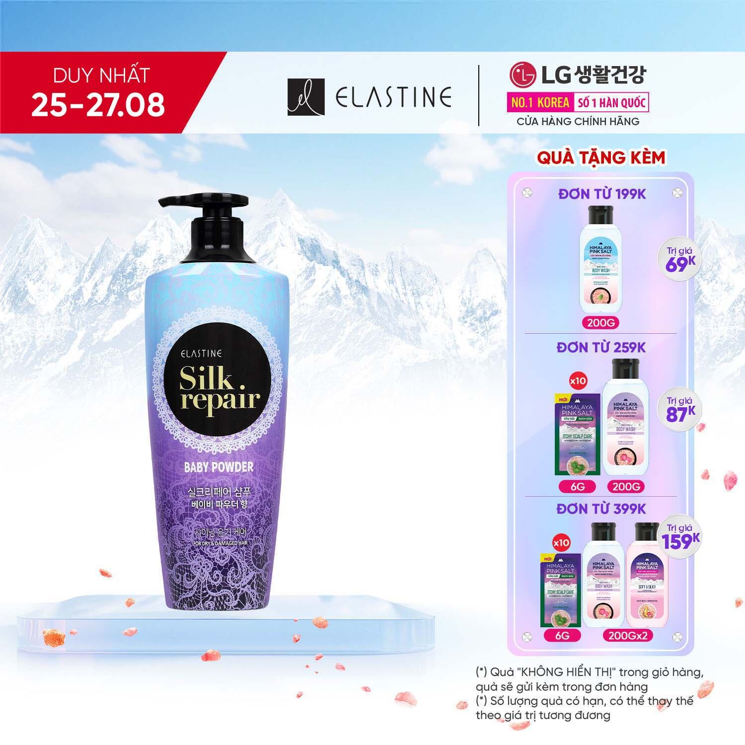 Dầu gội chăm sóc và nuôi dưỡng tóc Elastine Silk Repair 550ml - Hương Phấn Em Bé
