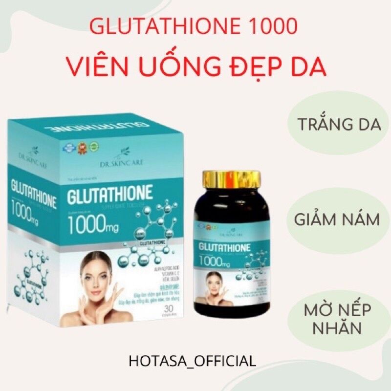 glutathione 1000mg chính hãng trắng da mờ thâm nám tàn nhang cân bằng nội tiết tố