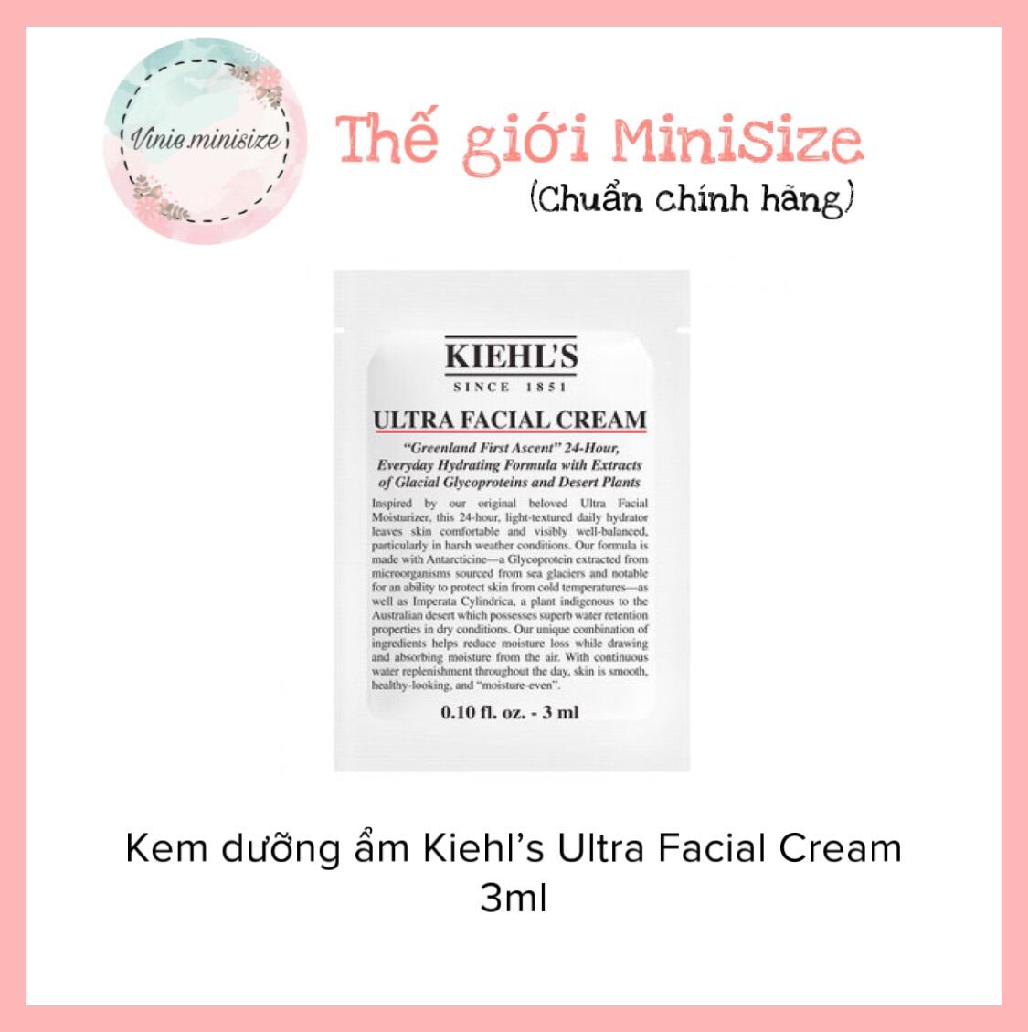 Kem Dưỡng Ẩm Kiehl’s Ultra Facial Cream 3Ml/ Kiehls | Vinie.minisize [Sample - Có Sẵn]