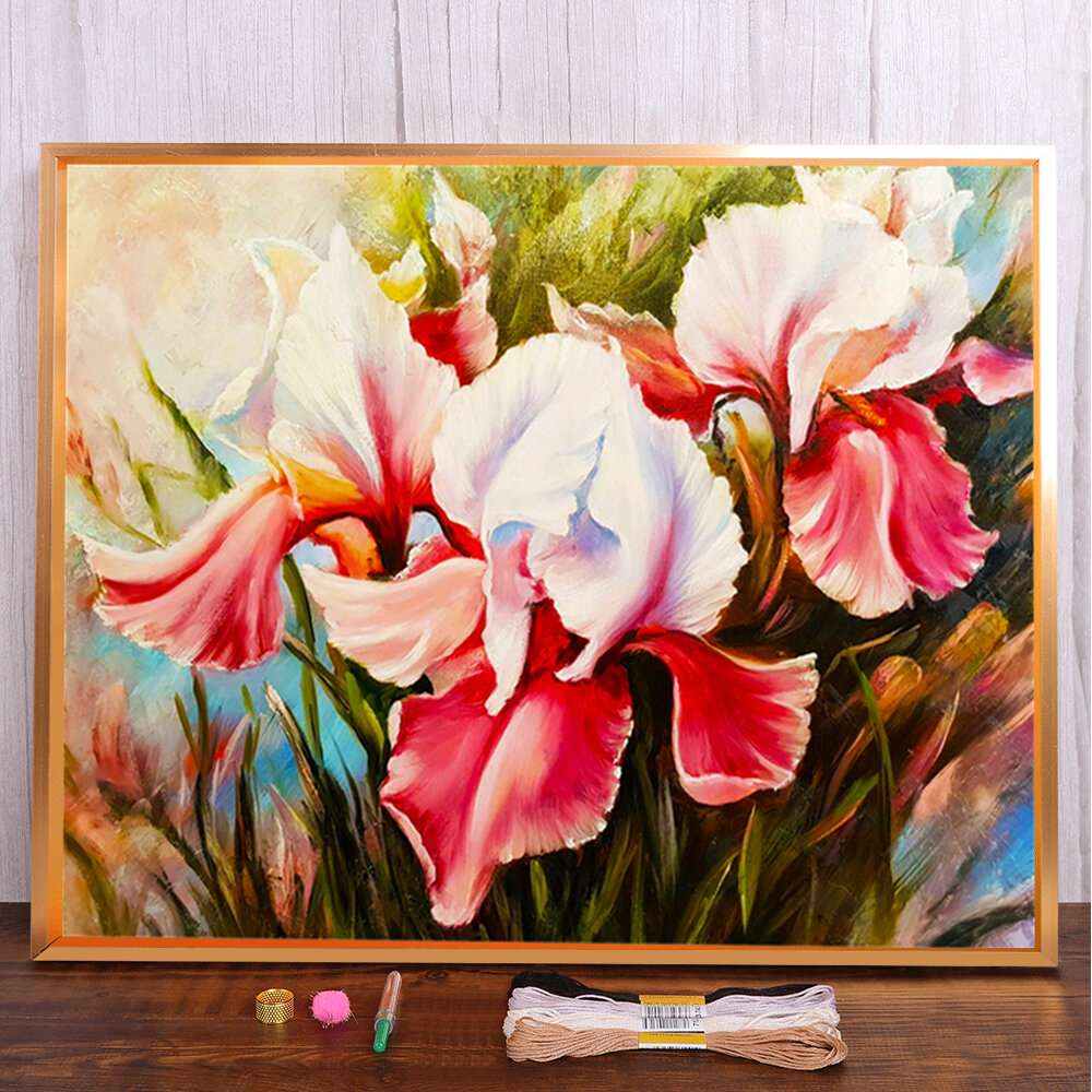 Flowers Lily In Hình 11CT Cross Stitch Kit - Thêu Hoàn Chỉnh DMC Sợi Thủ Công May Sở Thích Quà Tặng Handmade Phong Cách Hiện Đại