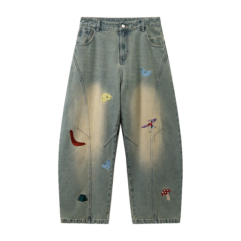 JNXS | Cleanfit Pattern Embroidered Loose Scimitar Jeans Giá  1,370,000 Đồng*Miễn phí vận chuyển