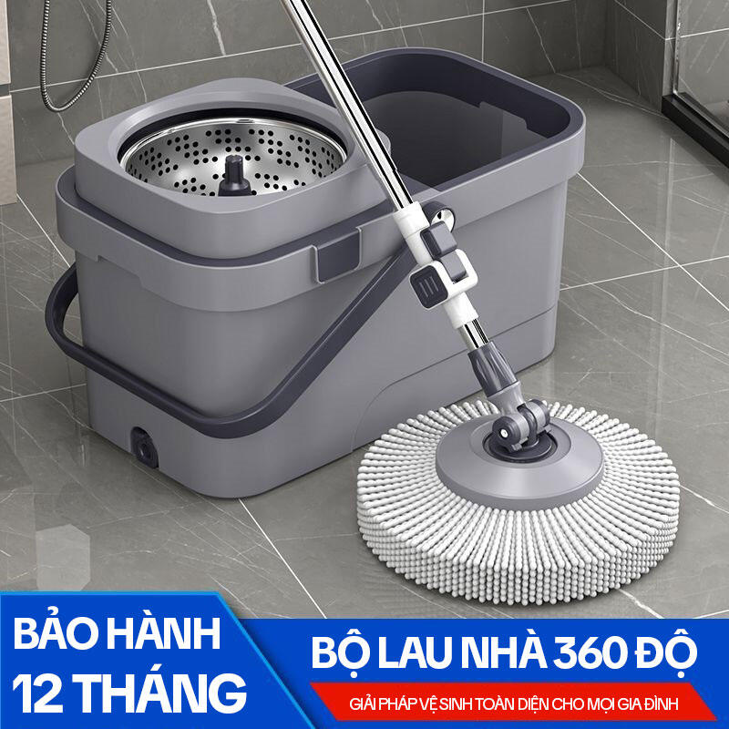  Bộ Lau Nhà 360 Độ KITIMOP KS360 Thùng Lau Nhà Tự Vắt Thông Minh Cây Lau Nhà Xoay 360 Độ 2 Miếng Lau 