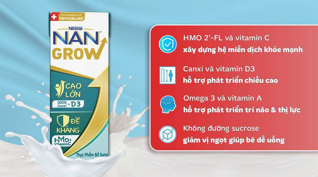Lốc 4 hộp sữa Nan optipro grow 180ml/110ml