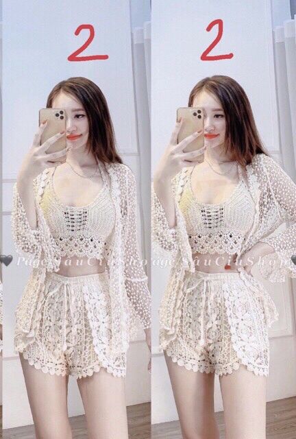Bộ bơi bikini ren đi biển 3 món sang chảnh( có bán rời)
