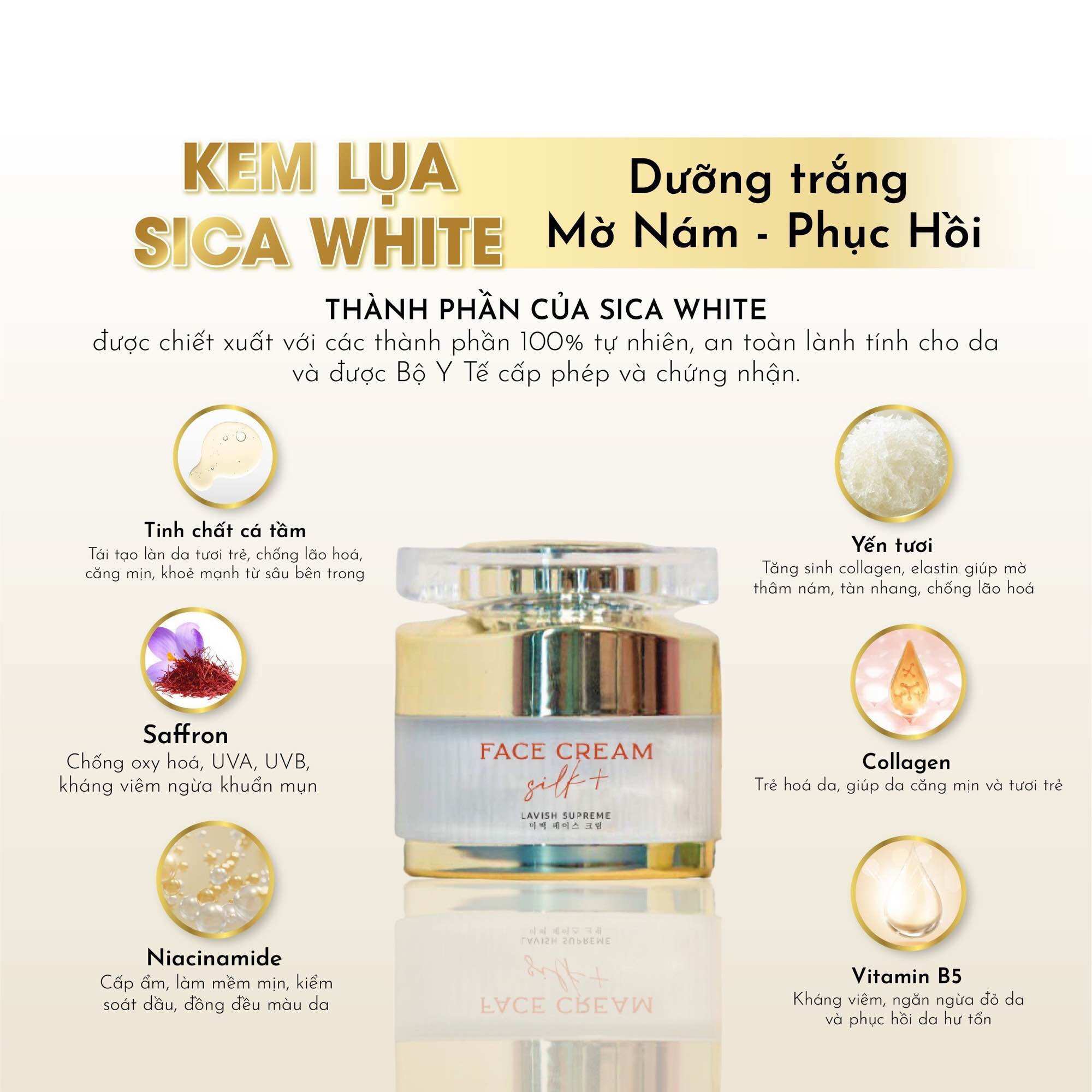 Kem face lụa Sica White dưỡng trắng mờ nám 25g