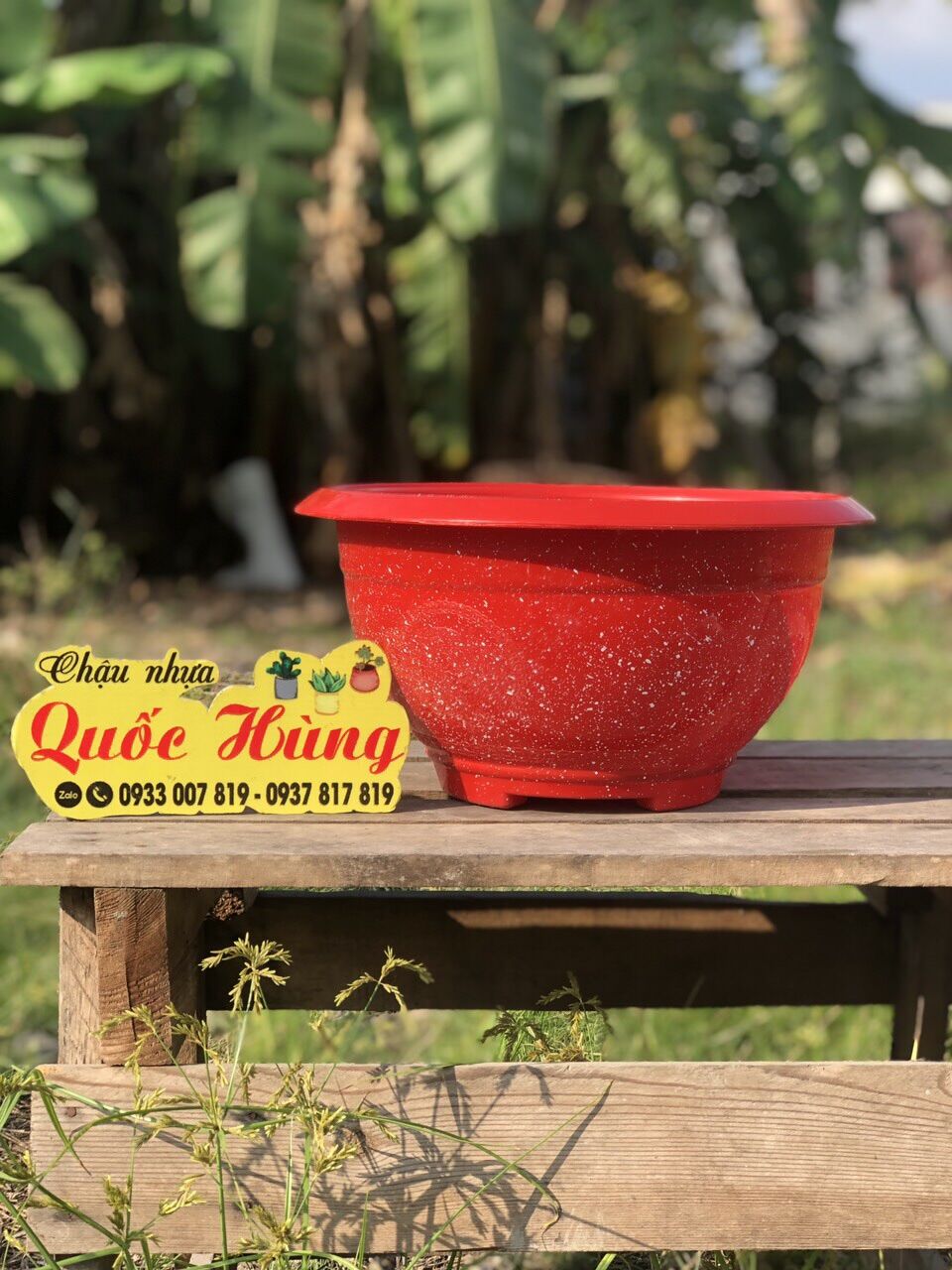 Combo 10 chậu truyền thống T38 giả đá đỏ Siêu dầy