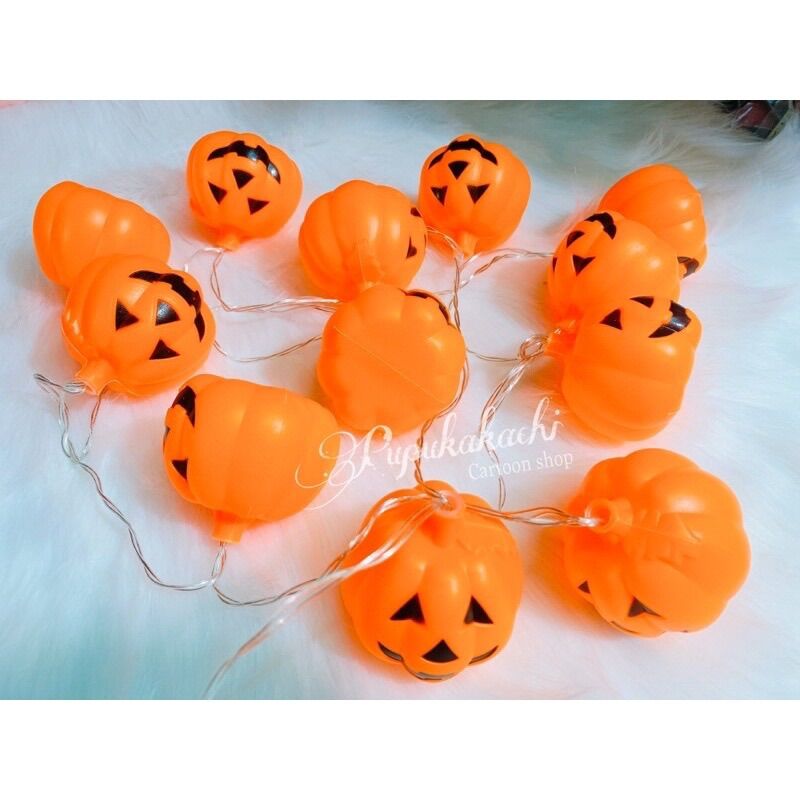 Dây đèn 2m4 bí đỏ, ma phụ kiện trang trí halloween