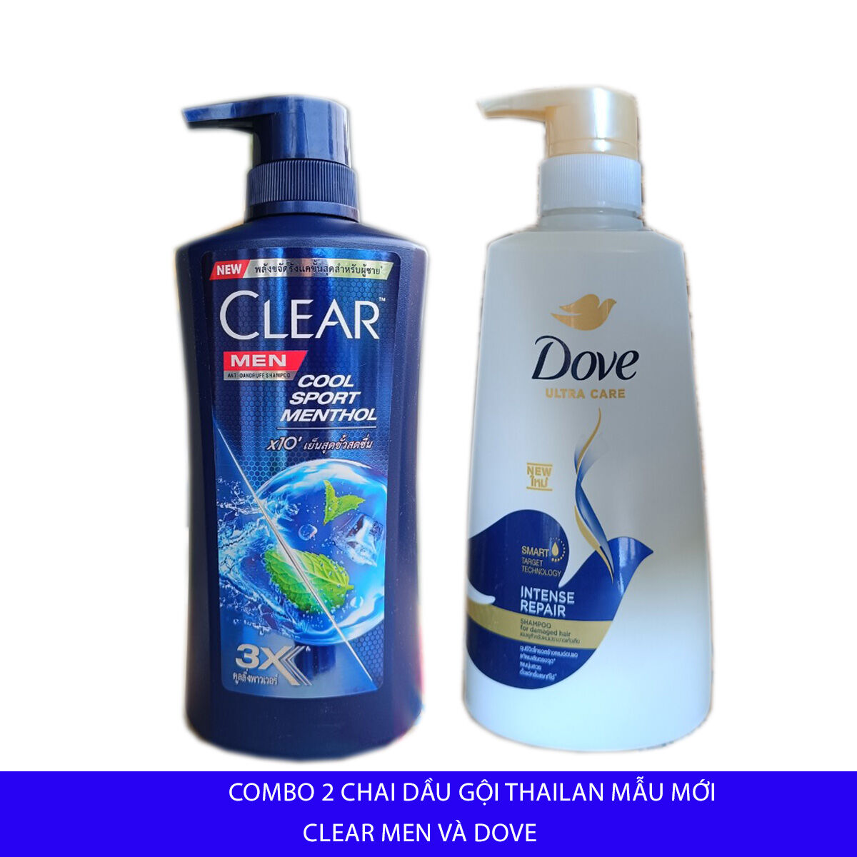 2 chai Dầu gội đầu thái lan Clear men, dầu gội Dove Thái Lan