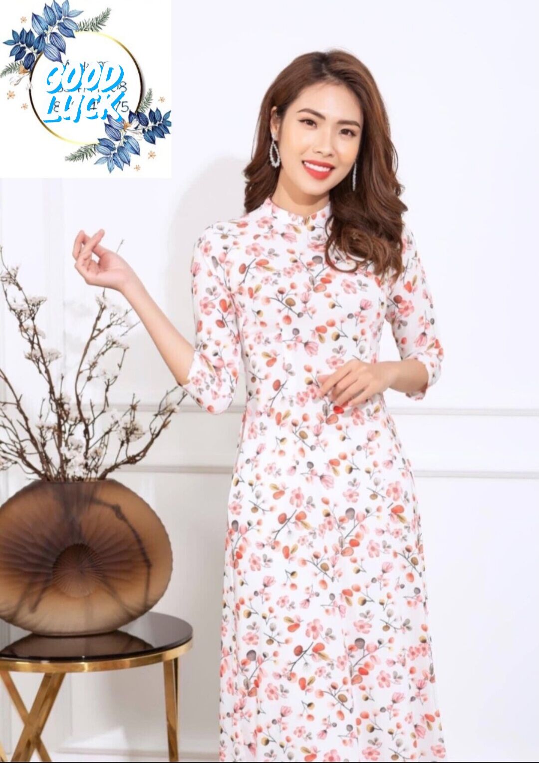 Bộ áo dài hoa nhí cao cấp đủ size (kèm quần lụa tây thi cao cấp)