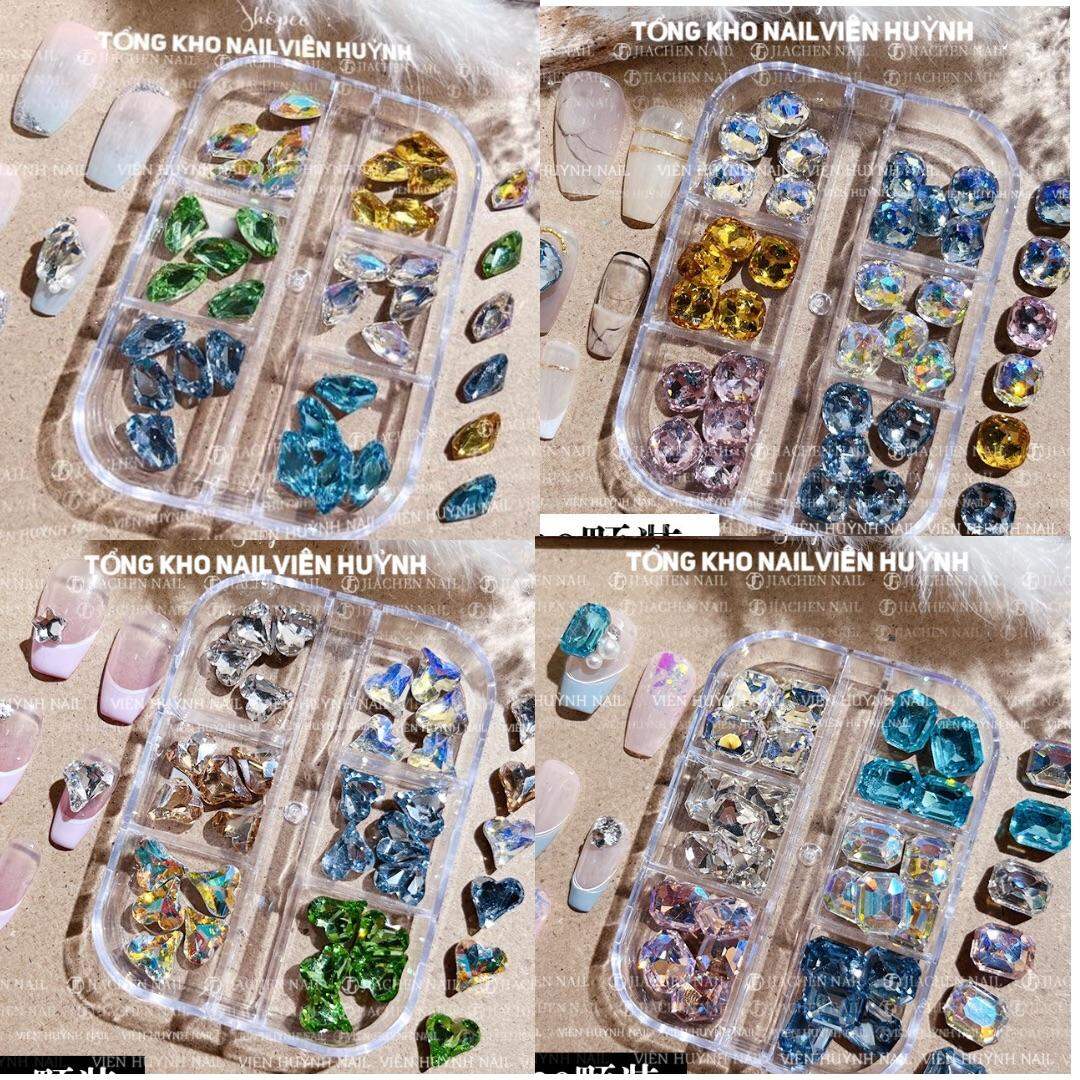 Đá khối nail , khay 30 viên đá khối nhiều màu