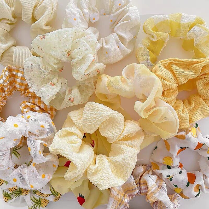 Cột Tóc Scrunchies Hoa Trơn Siêu Hot 2021