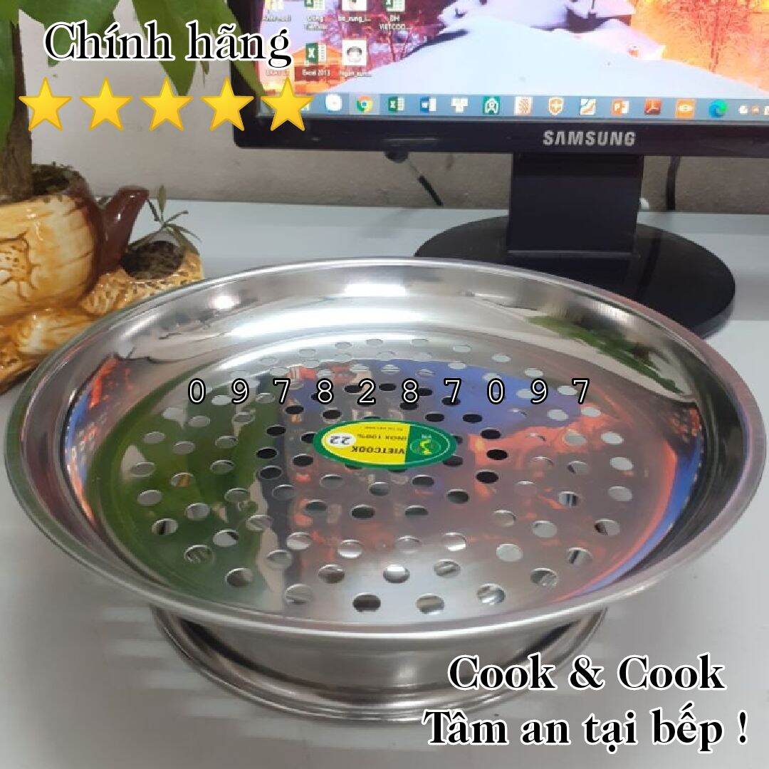 Vỉ hấp inox size 20, 22, 24 cm có chân đế, xửng hấp chính hãng made in VietNam