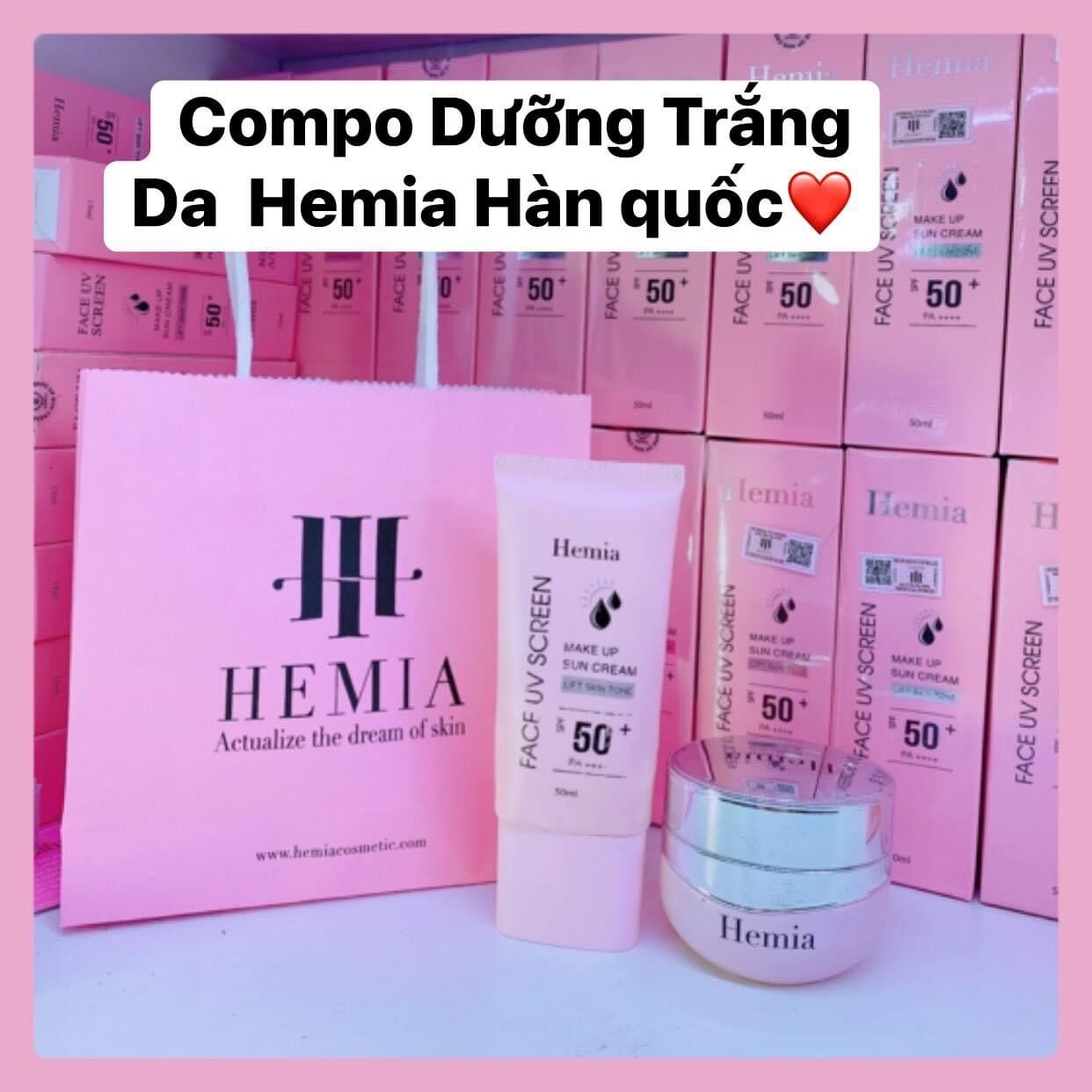 [ Compo Kem chống nắng Hemia + Kem Đêm Hemia Hàn quốc Cao cấp]