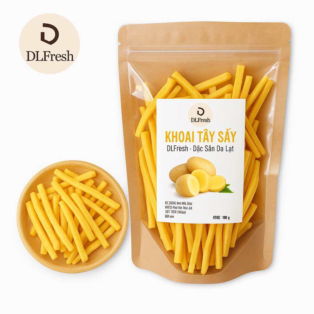Snack Khoai Tây DLFRESH Khoai Tây Ống Sấy Giòn Túi 250gr