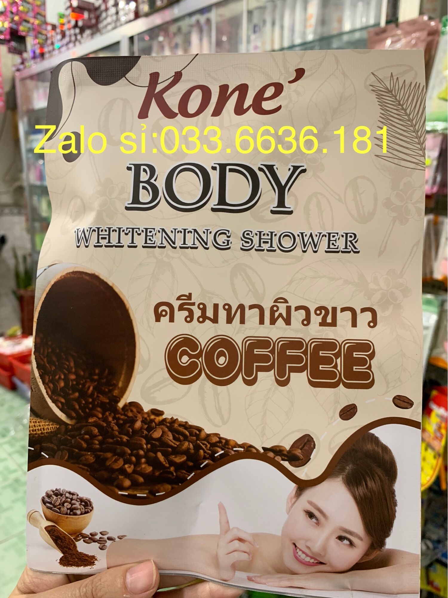 Tắm trắng KONE cà phê dạng bịch từ Thái Lan