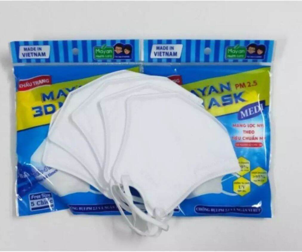 Combo 5 gói(25 cái) khẩu trang 3D Mayan Medi ( có  in chữ MAYAN)